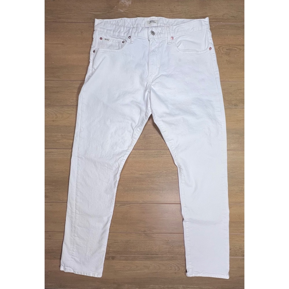 Polo Ralph‎ Lauren Mens White Denim Straight Leg Jeans 35x32 Authentic Goods